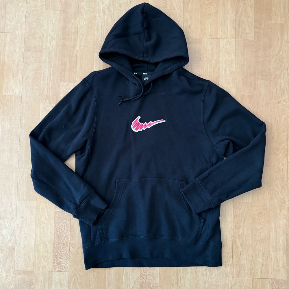 Nike SB Fleece Hoodie Black Pink Swoosh Large